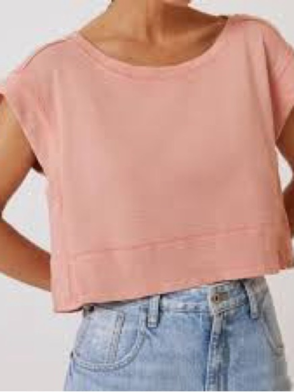 Nwot Pilcro Cropped Scoop Neck sweatshirt in peach